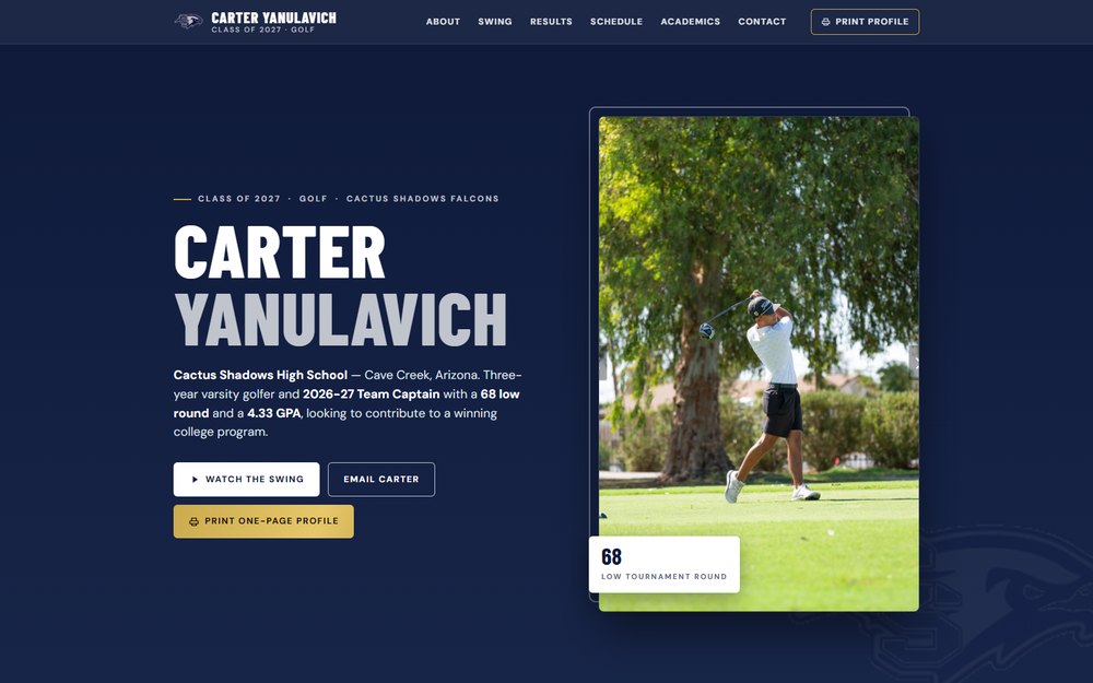 Carter Yanulavich recruiting website