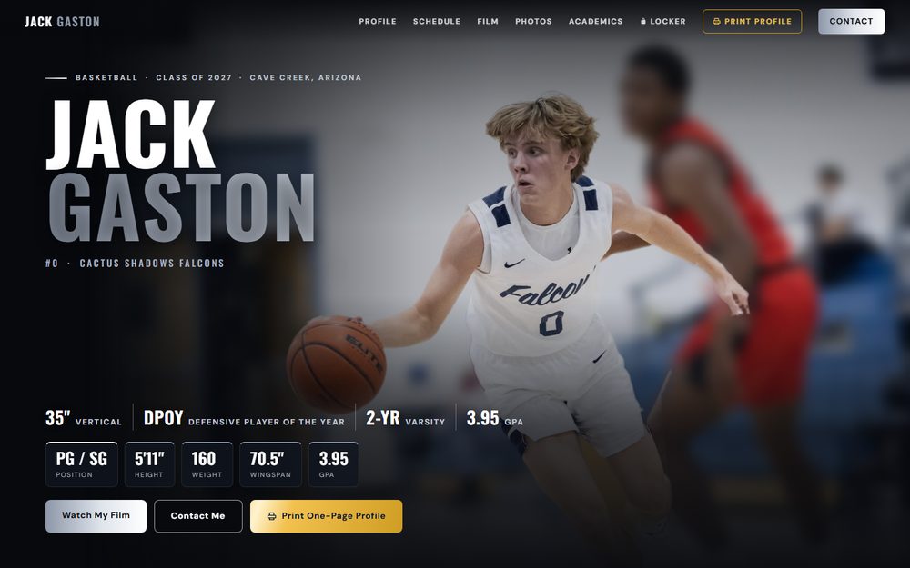 Jack Gaston recruiting website