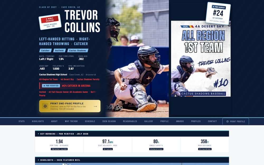Trevor Collins recruiting website