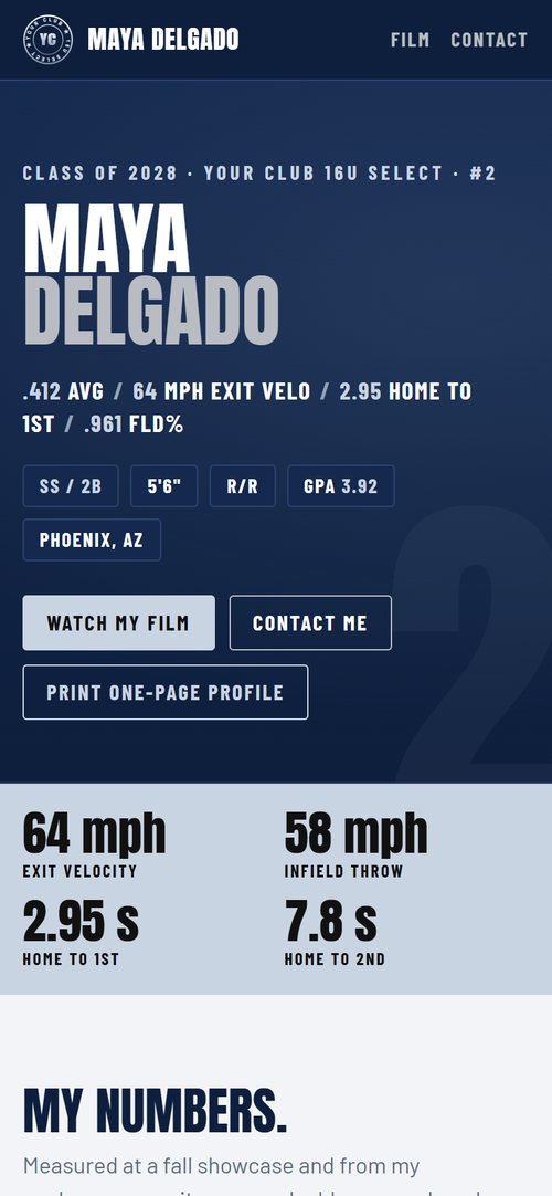 Sample player site on a phone